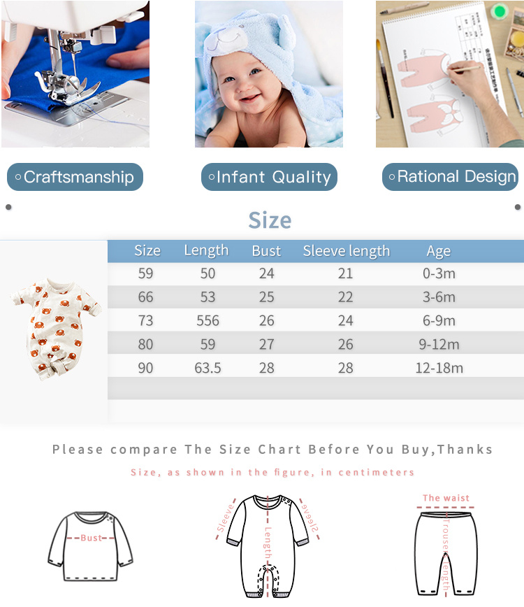 Yierying Bär Cartoon Grau Langarm Rundhals Baby Bodysuit